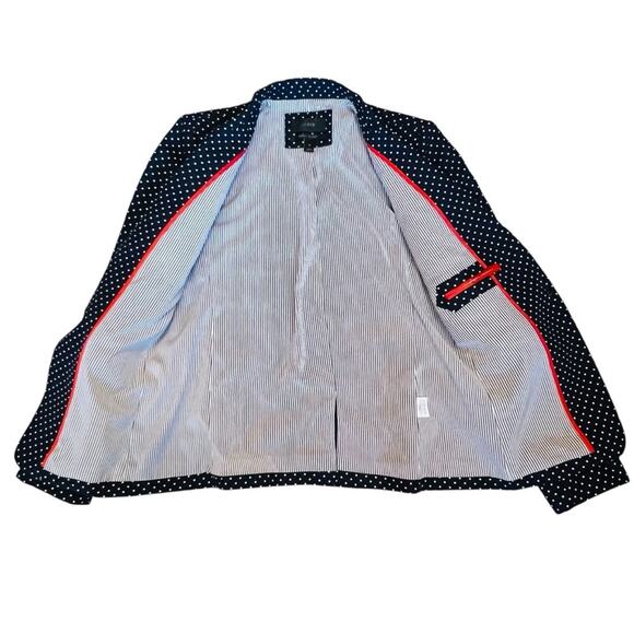 J. Crew Women’s Sz 8 Navy Blue Dot Regent Blazer Linen Single Button - Picture 8 of 15